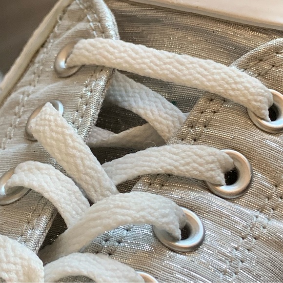 Converse | Size 7 All Star Sneakers metallic Silver Lace up minimalist low tops - Picture 13 of 16